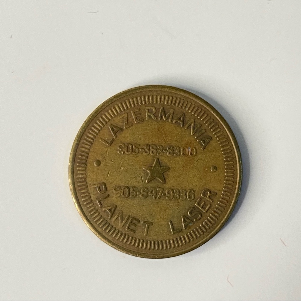 Vintage Lazermania Planet Laser Brass Souvenir Coin